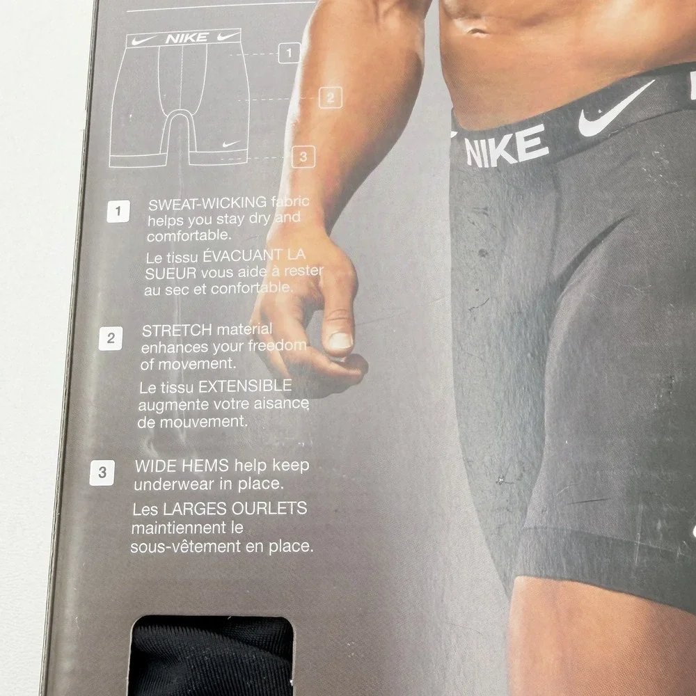 Nike Essential Micro Long Boxer Brief 3 Pack Black Dri-FIT Men's Large KE1026O